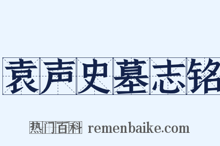 袁声史墓志铭是什么意思的图片